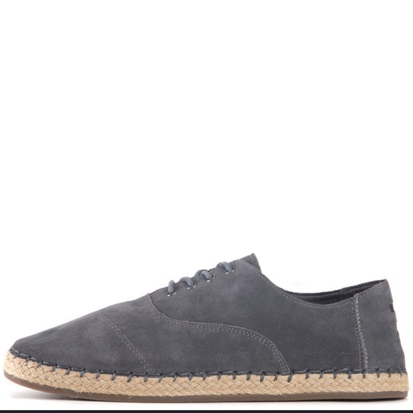 TOMS Men's Gray Suede Espadrille Shoes - Picture 1 of 6